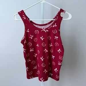 Aeropostale Dainty Bows Preppy Bella Swan Fairy Sleepwear Tank Top S Red